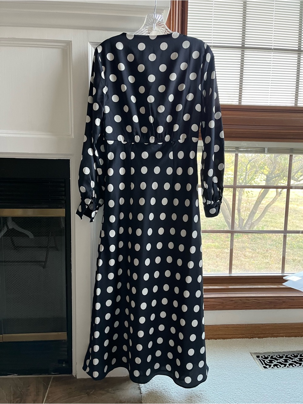 Ann Taylor Satin Dotted Midi Dress in Night Sky (Dark Indigo) - Picture 3 of 16